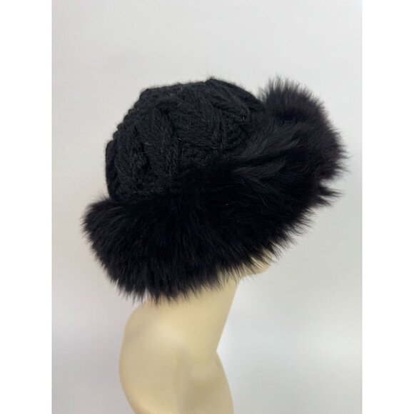 Vintage Neiman Black Fuzzy Hat 55% Wool 45% Acrylic Made In Italy Womens Winter main image 10